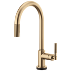 Brizo Litze Mezcladora Extraíble SmartTouch® — Surtidor en Arco, Manija Knurled — Oro Luxe