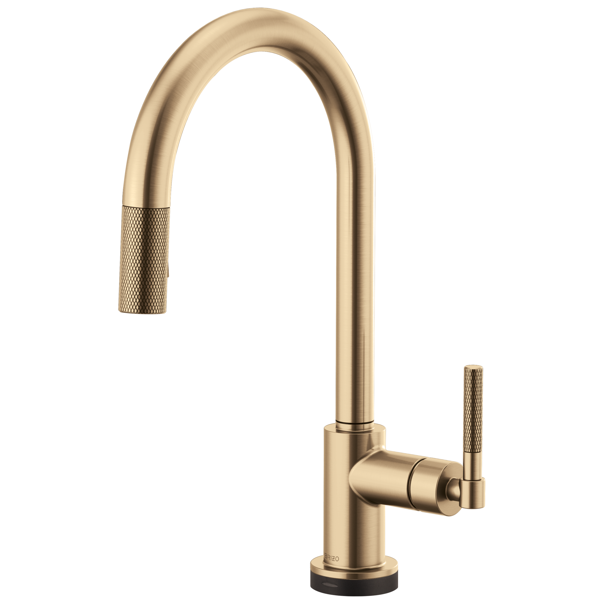 Brizo Litze Mezcladora Extraíble SmartTouch® — Surtidor en Arco, Manija Knurled — Oro Luxe