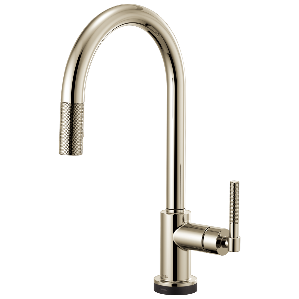 Brizo Litze Mezcladora Extraíble SmartTouch® — Surtidor en Arco, Manija Knurled — Níquel Pulido