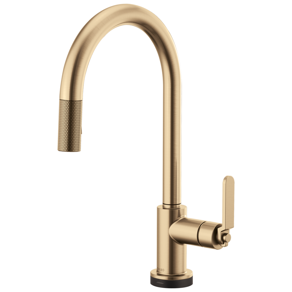 Brizo Litze Mezcladora Extraíble SmartTouch® — Surtidor en Arco, Manija Industrial — Oro Luxe