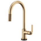 Brizo Litze Mezcladora Extraíble SmartTouch® — Surtidor en Arco, Manija Industrial — Oro Luxe