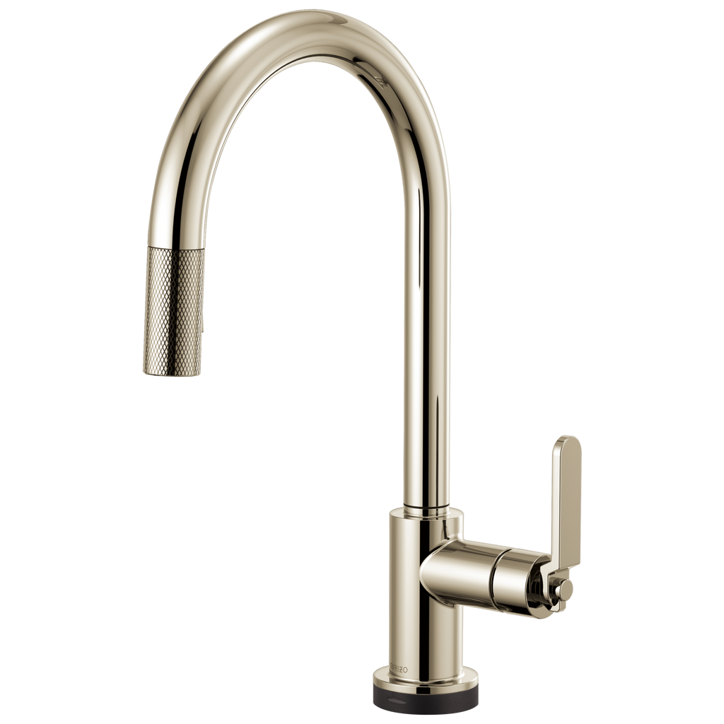 Brizo Litze Mezcladora Extraíble SmartTouch® — Surtidor en Arco, Manija Industrial — Níquel Pulido