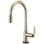 Brizo Litze Mezcladora Extraíble SmartTouch® — Surtidor en Arco, Manija Industrial — Níquel Pulido