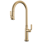 Brizo Faircroft Mezcladora Extraíble SmartTouch® — Surtidor en Arco — Oro Luxe — Manija Industrial