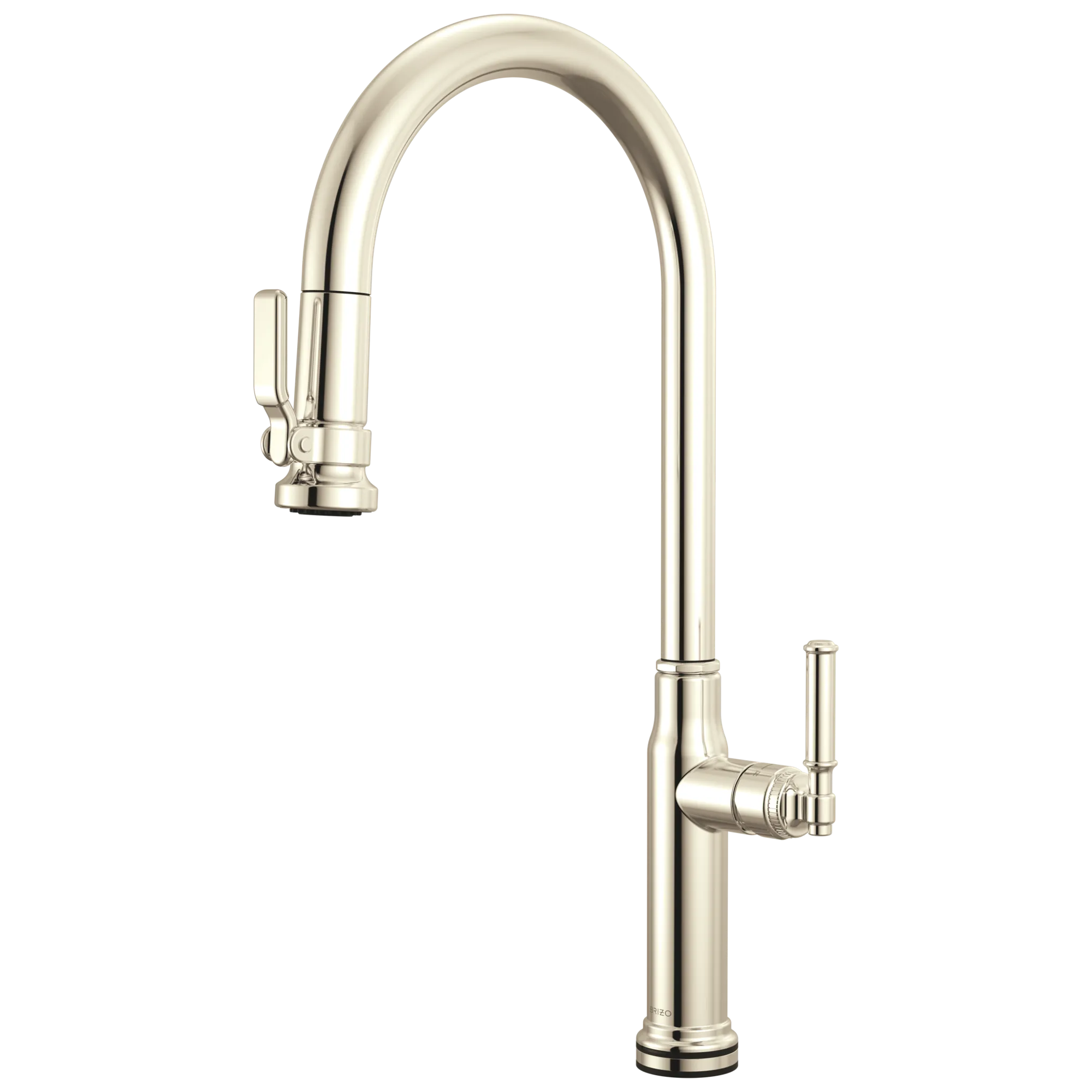 Brizo Faircroft Mezcladora Extraíble SmartTouch® — Surtidor en Arco — Níquel Pulido — Manija Coin Edge