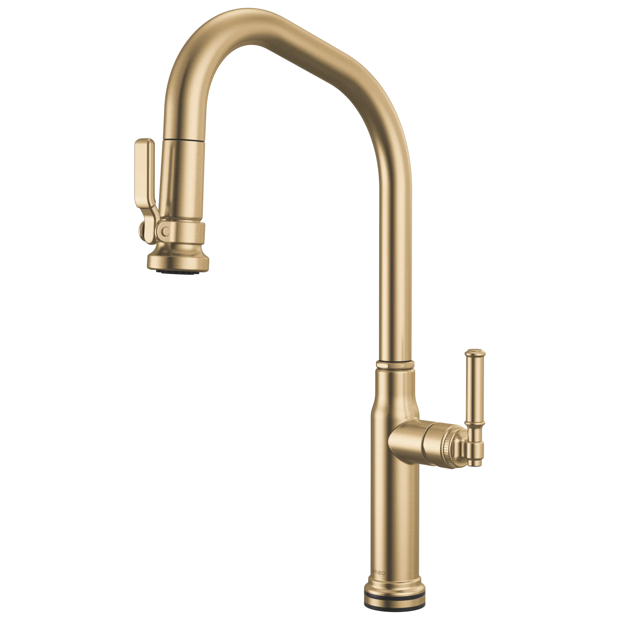 Brizo Faircroft Mezcladora Extraíble SmartTouch® — Surtidor en Ángulo — Oro Luxe — Manija Coin Edge