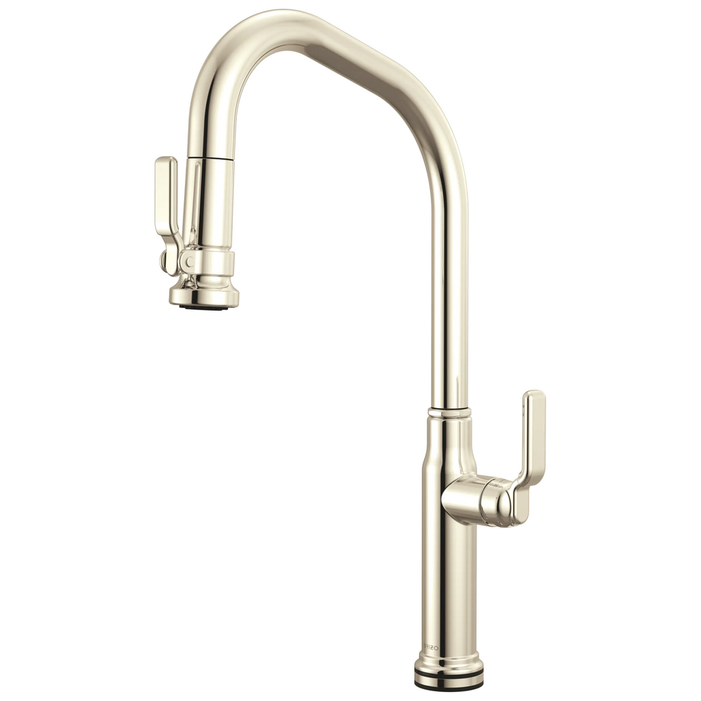 Brizo Faircroft Mezcladora Extraíble SmartTouch® — Surtidor en Ángulo — Níquel Pulido — Manija Industrial