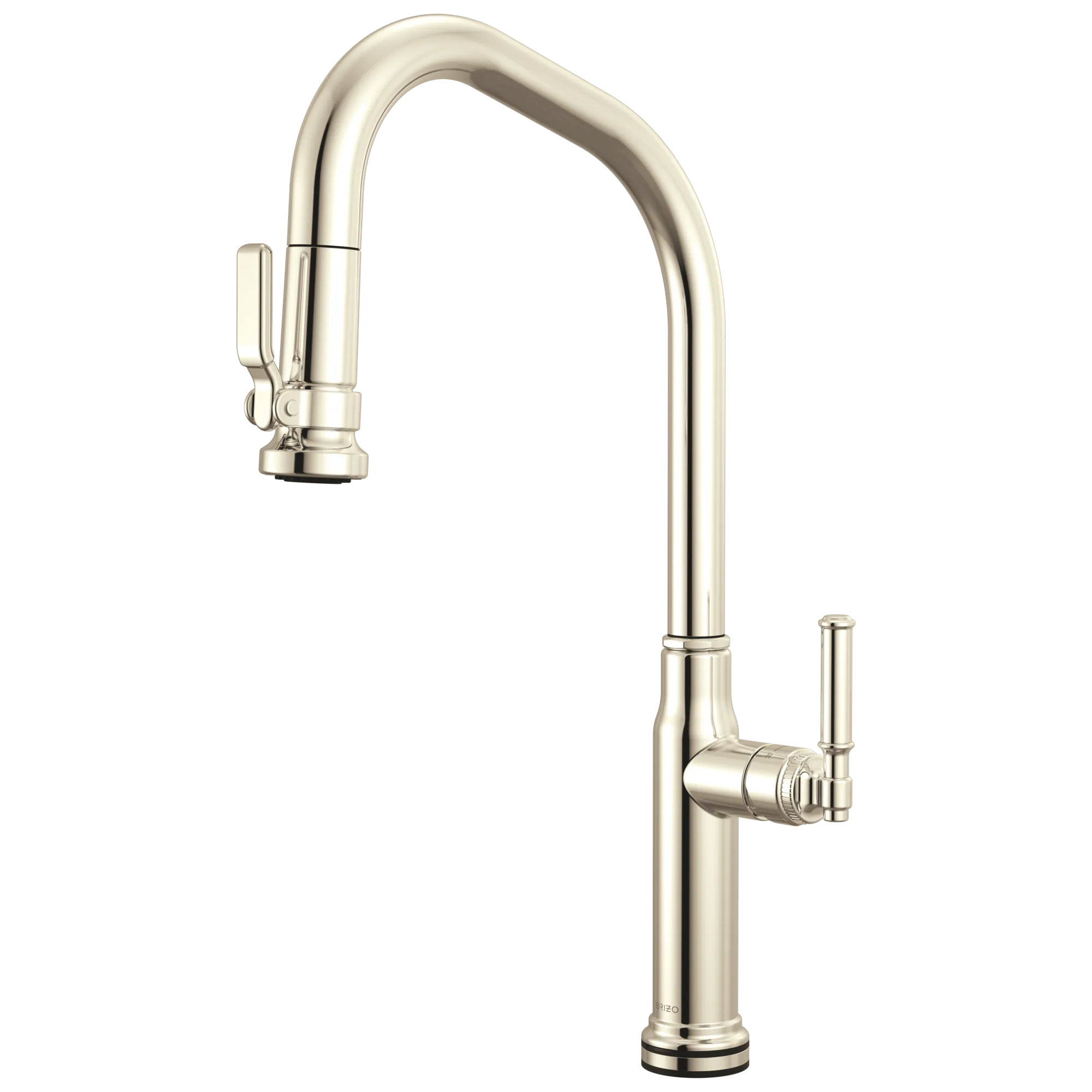 Brizo Faircroft Mezcladora Extraíble SmartTouch® — Surtidor en Ángulo — Níquel Pulido — Manija Coin Edge
