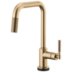Brizo Litze Mezcladora Extraíble SmartTouch® — Surtidor Cuadrado, Manija Knurled — Oro Luxe