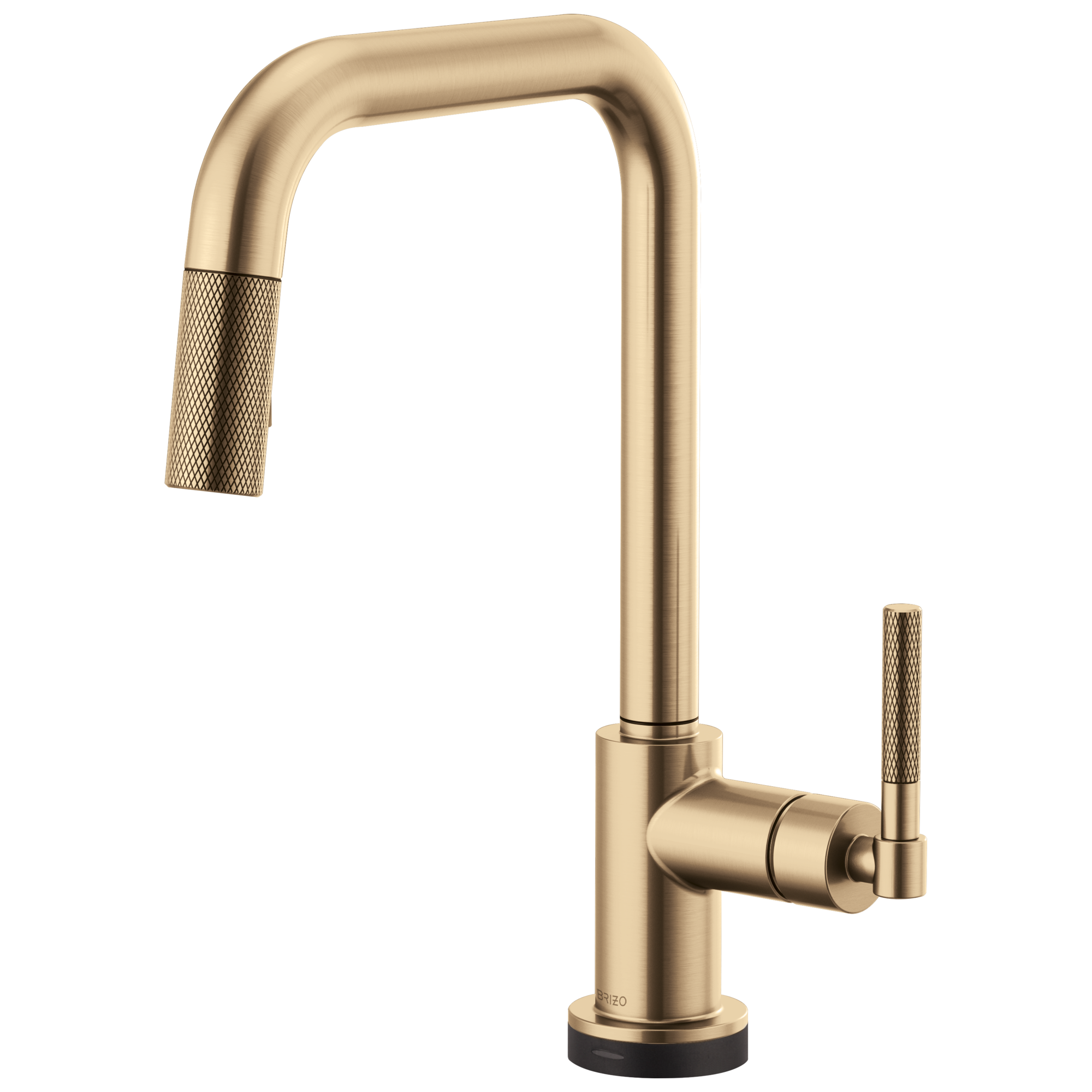 Brizo Litze Mezcladora Extraíble SmartTouch® — Surtidor Cuadrado, Manija Knurled — Oro Luxe