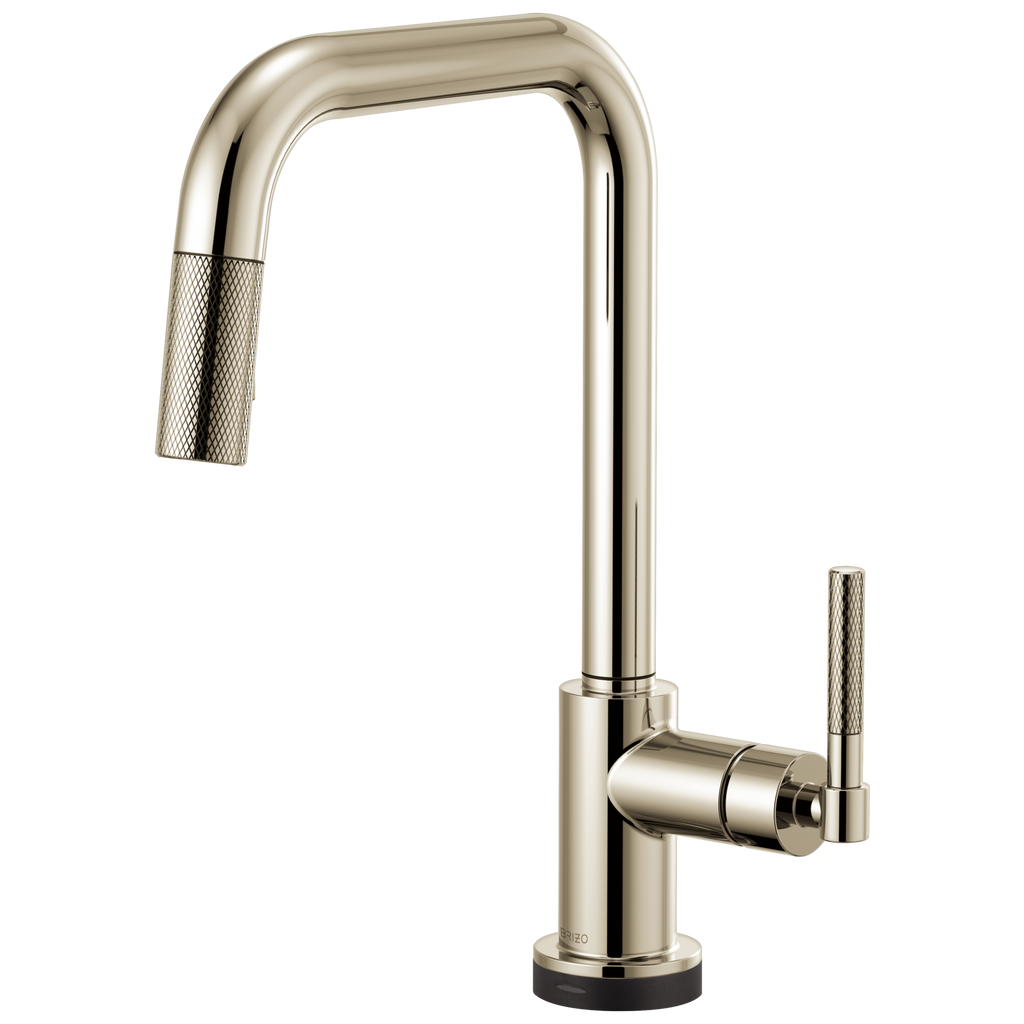 Brizo Litze Mezcladora Extraíble SmartTouch® — Surtidor Cuadrado, Manija Knurled — Níquel Pulido
