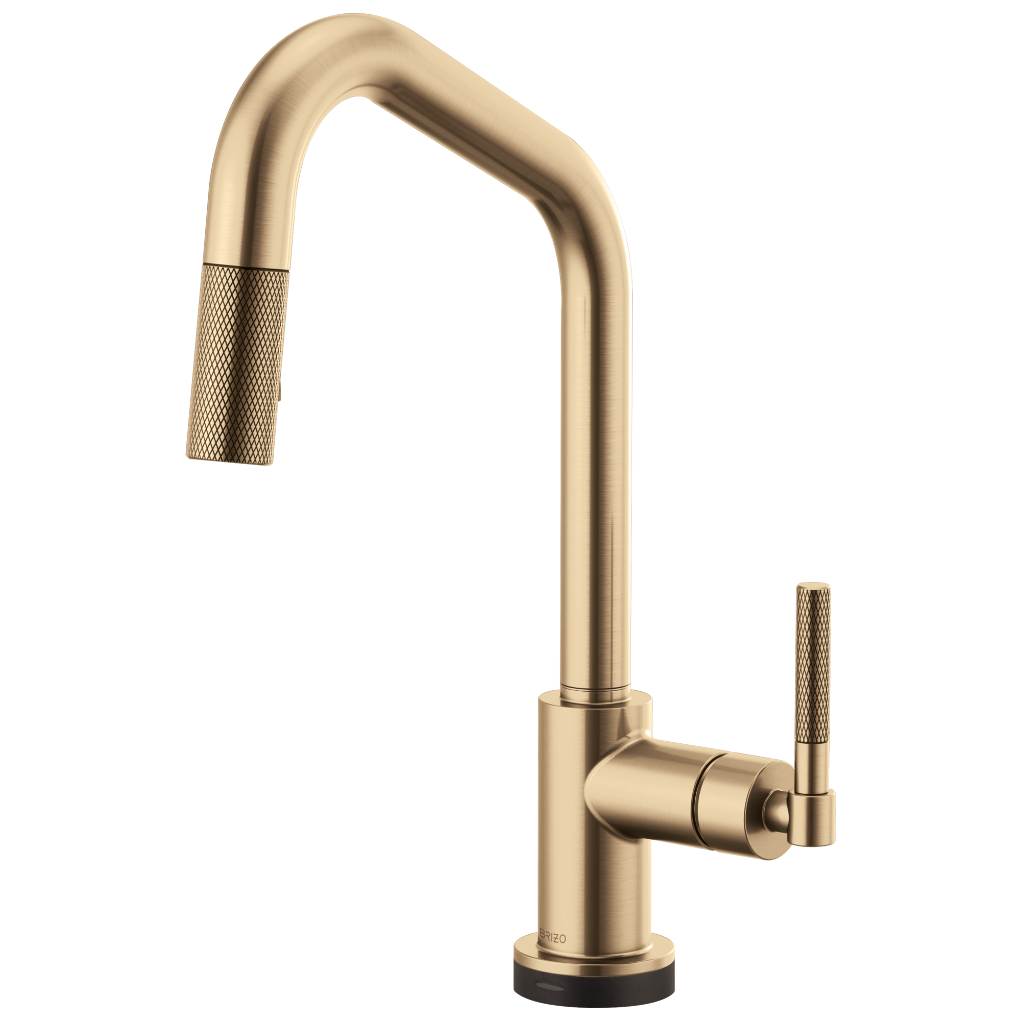 Brizo Litze Mezcladora Extraíble SmartTouch® — Surtidor en Ángulo, Manija Knurled — Oro Luxe