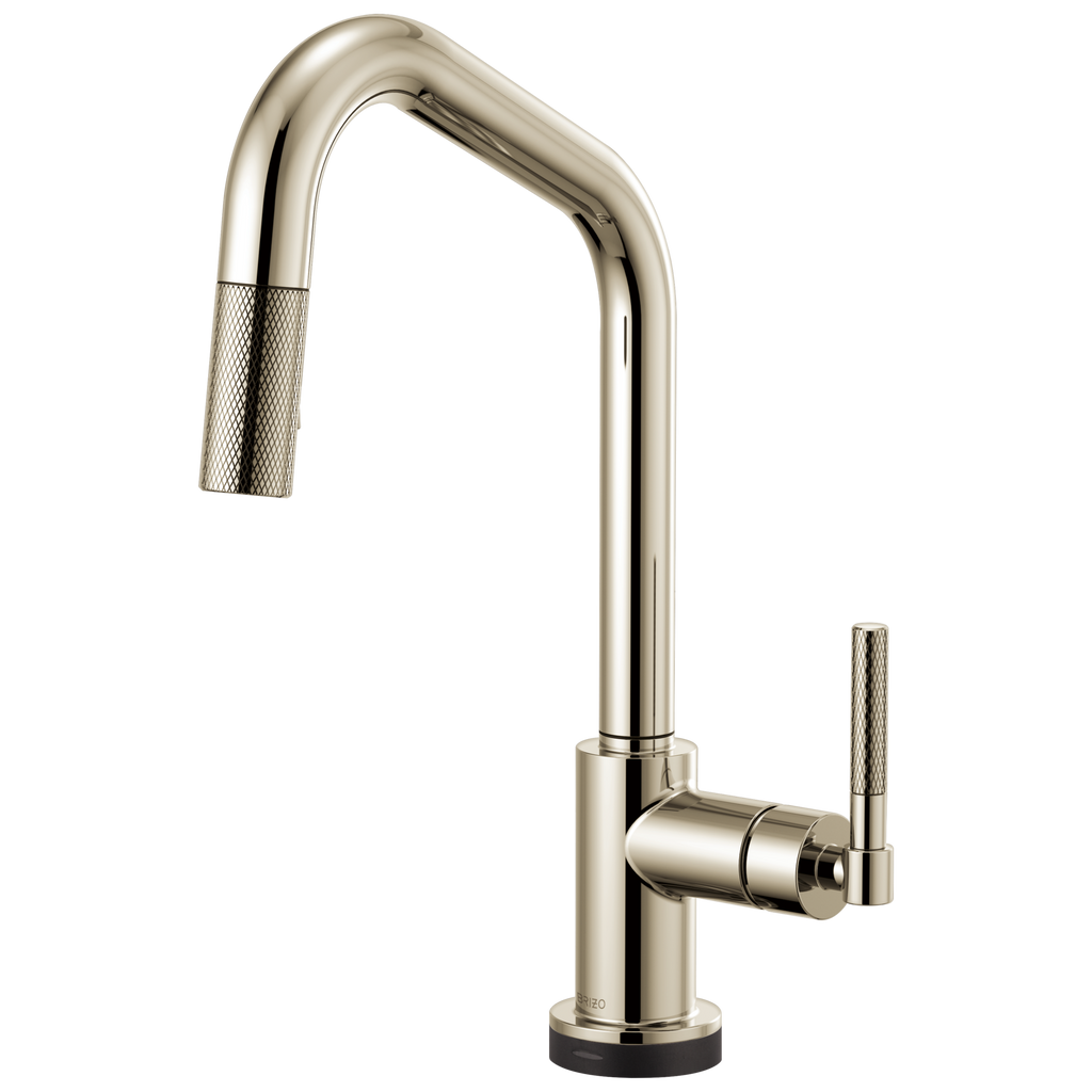 Brizo Litze Mezcladora Extraíble SmartTouch® — Surtidor en Ángulo, Manija Knurled — Níquel Pulido