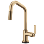 Brizo Litze Mezcladora Extraíble SmartTouch® — Surtidor en Ángulo, Manija Industrial — Oro Luxe