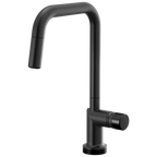 Brizo Odin Mezcladora Extraíble SmartTouch® — Surtidor Cuadrado — Negro Mate — Perilla con Cristal Negro