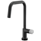 Brizo Odin Mezcladora Extraíble SmartTouch® — Surtidor Cuadrado — Negro Mate — Perilla de Concreto