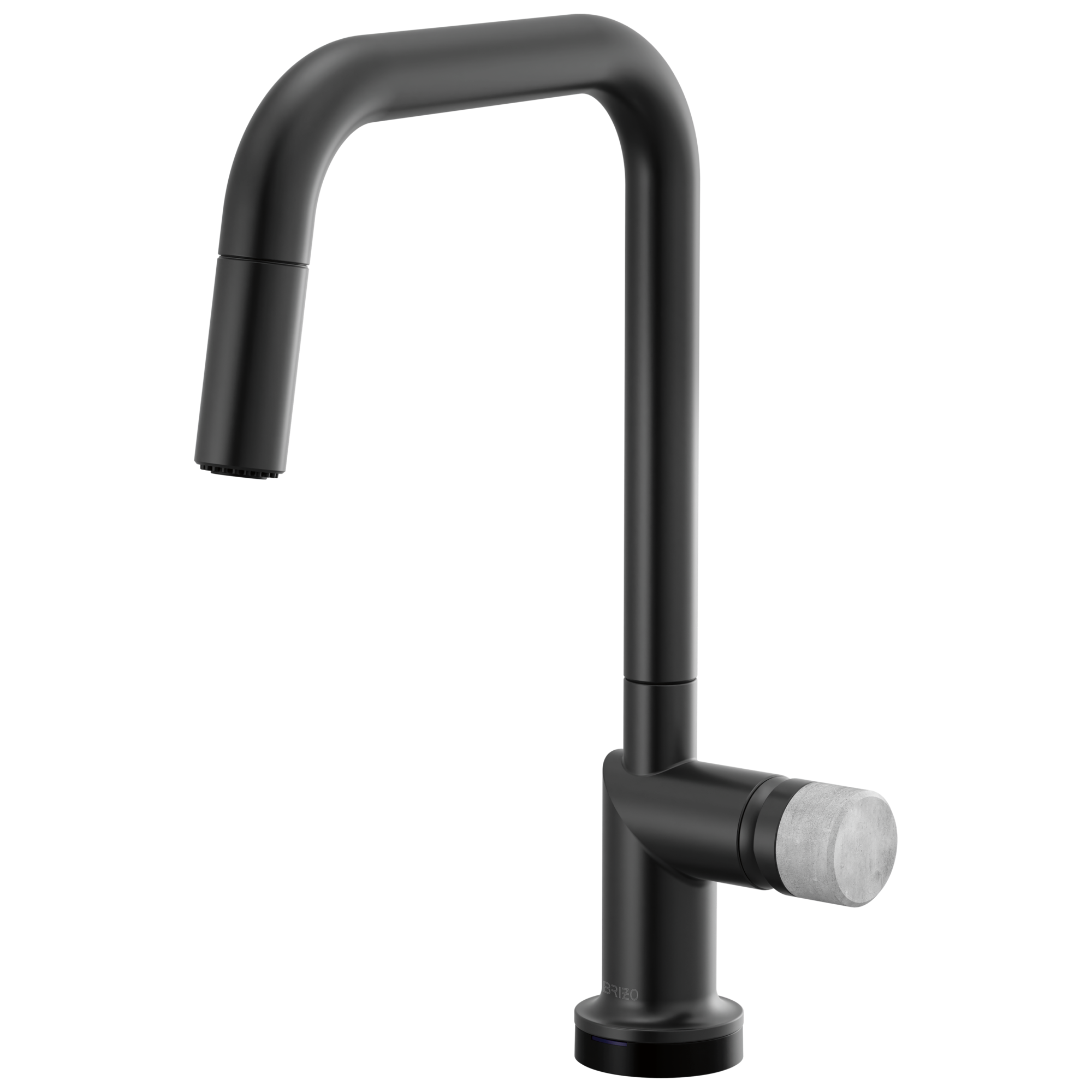 Brizo Odin Mezcladora Extraíble SmartTouch® — Surtidor Cuadrado — Negro Mate — Perilla de Concreto