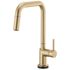 Brizo Odin Mezcladora Extraíble SmartTouch® — Surtidor Cuadrado — Oro Luxe — Manija Metálica