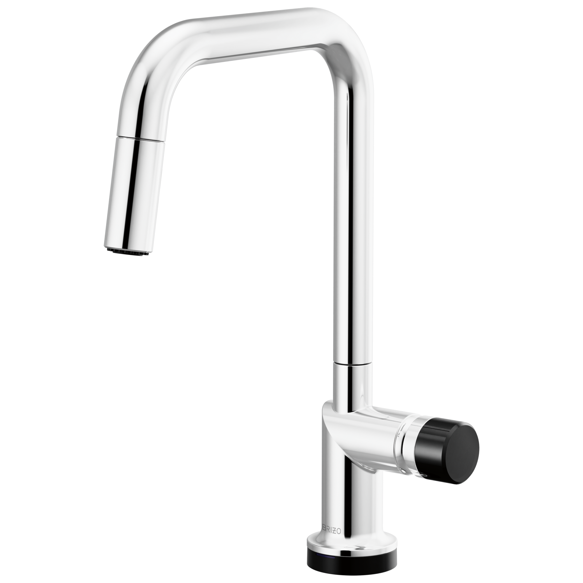 Brizo Odin Mezcladora Extraíble SmartTouch® — Surtidor Cuadrado — Cromo — Perilla con Cristal Negro