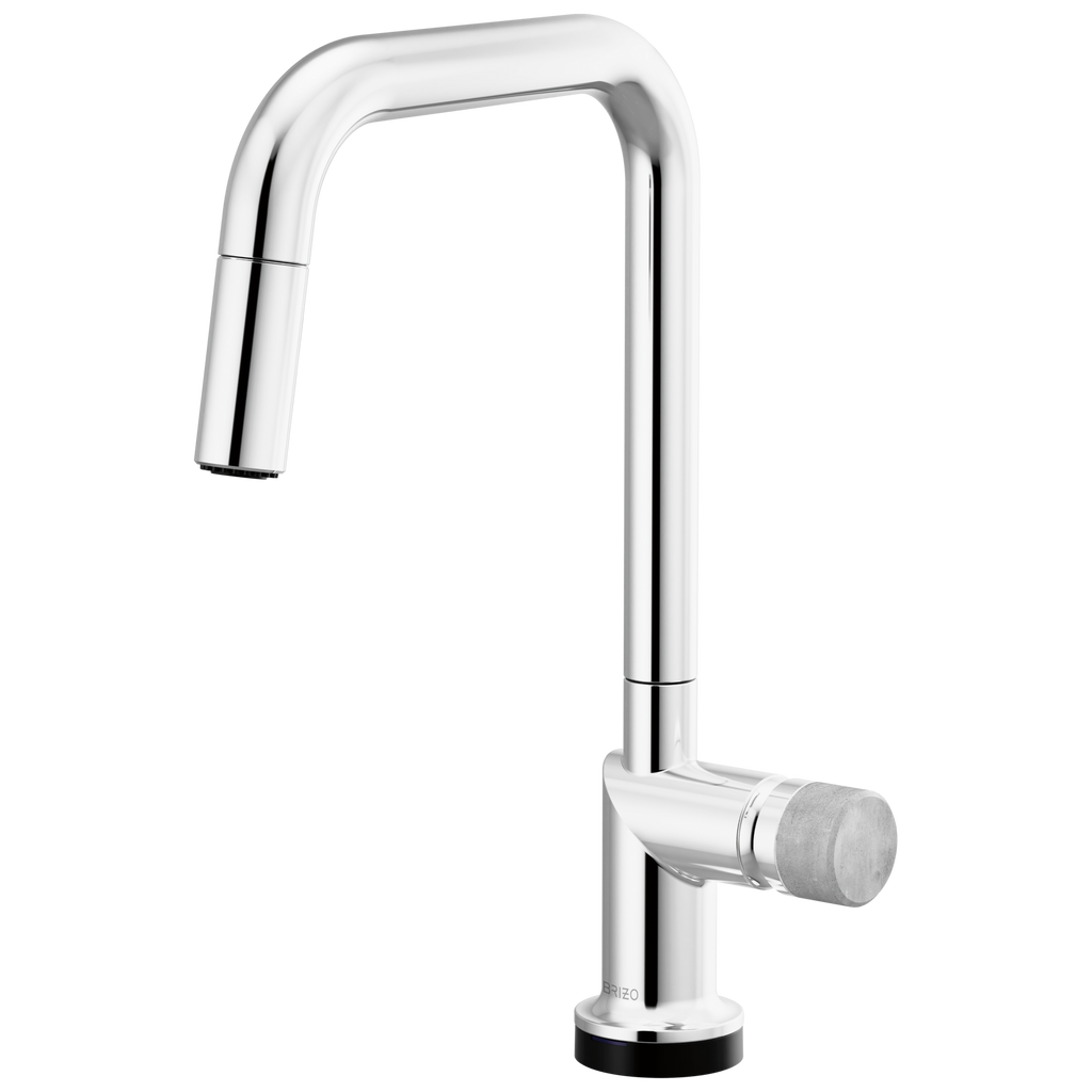 Brizo Odin Mezcladora Extraíble SmartTouch® — Surtidor Cuadrado — Cromo — Perilla de Concreto