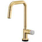 Brizo Odin Mezcladora Extraíble SmartTouch® — Surtidor Cuadrado — Oro Pulido — Perilla de Concreto