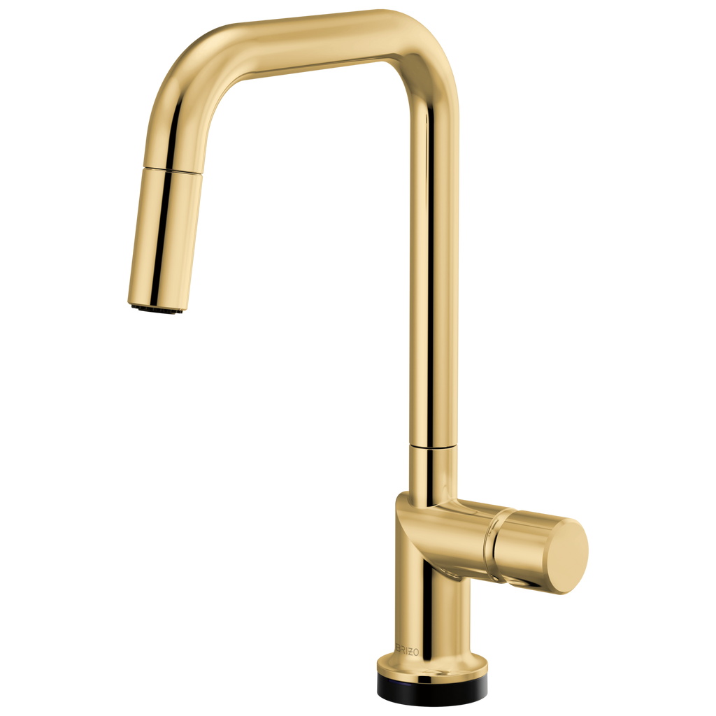 Brizo Odin Mezcladora Extraíble SmartTouch® — Surtidor Cuadrado — Oro Pulido — Perilla Metálica