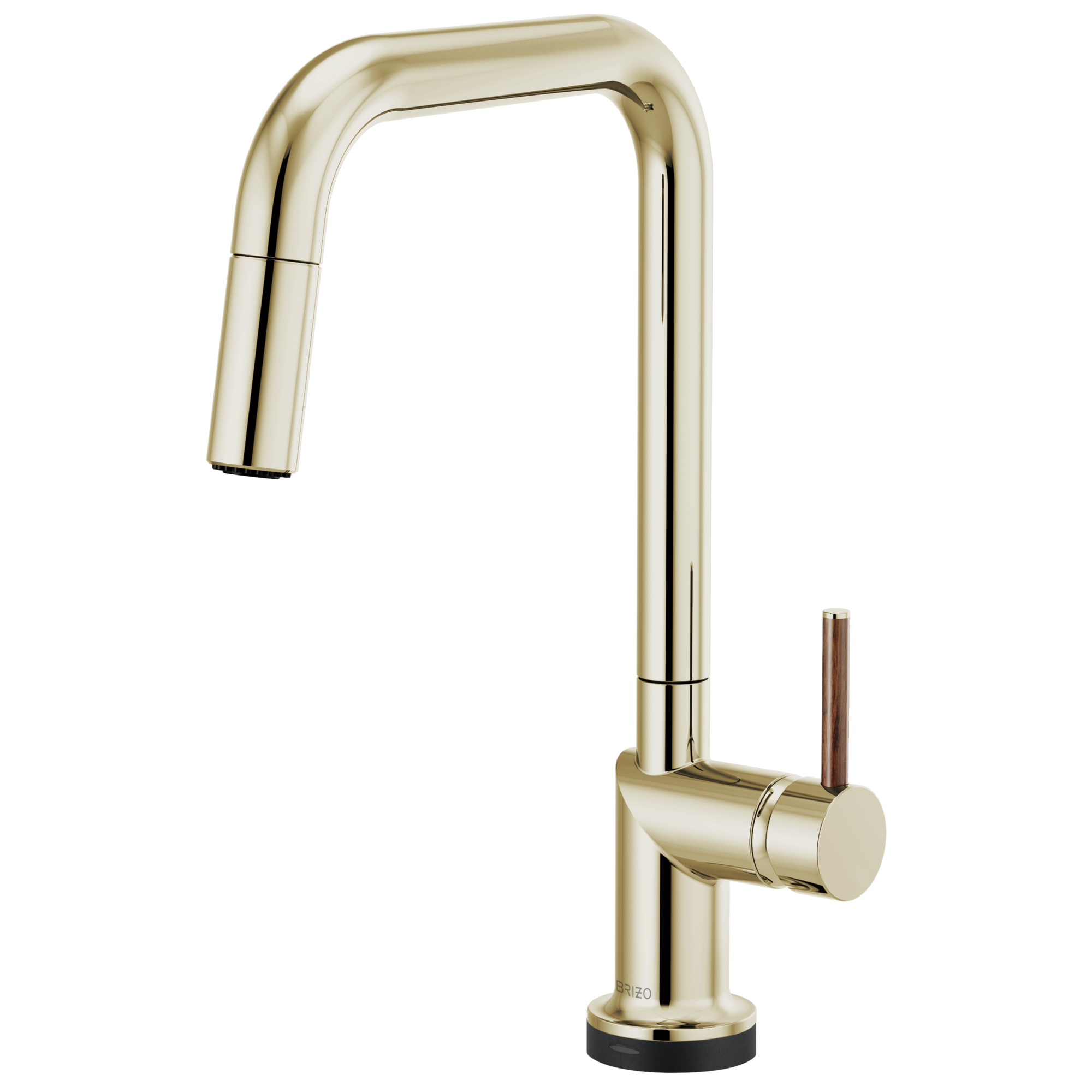 Brizo Odin Mezcladora Extraíble SmartTouch® — Surtidor Cuadrado — Níquel Pulido — Manija de Madera