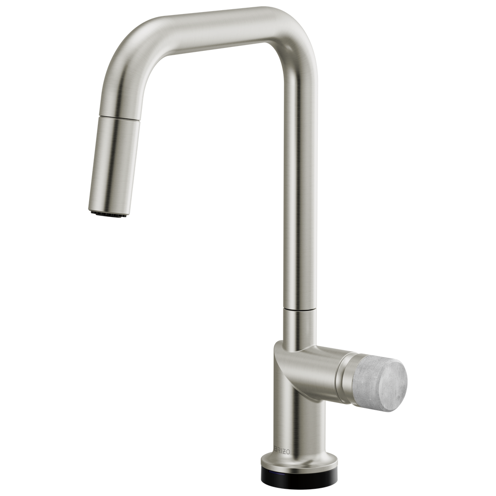 Brizo Odin Mezcladora Extraíble SmartTouch® — Surtidor Cuadrado — Acero Inoxidable — Perilla de Concreto