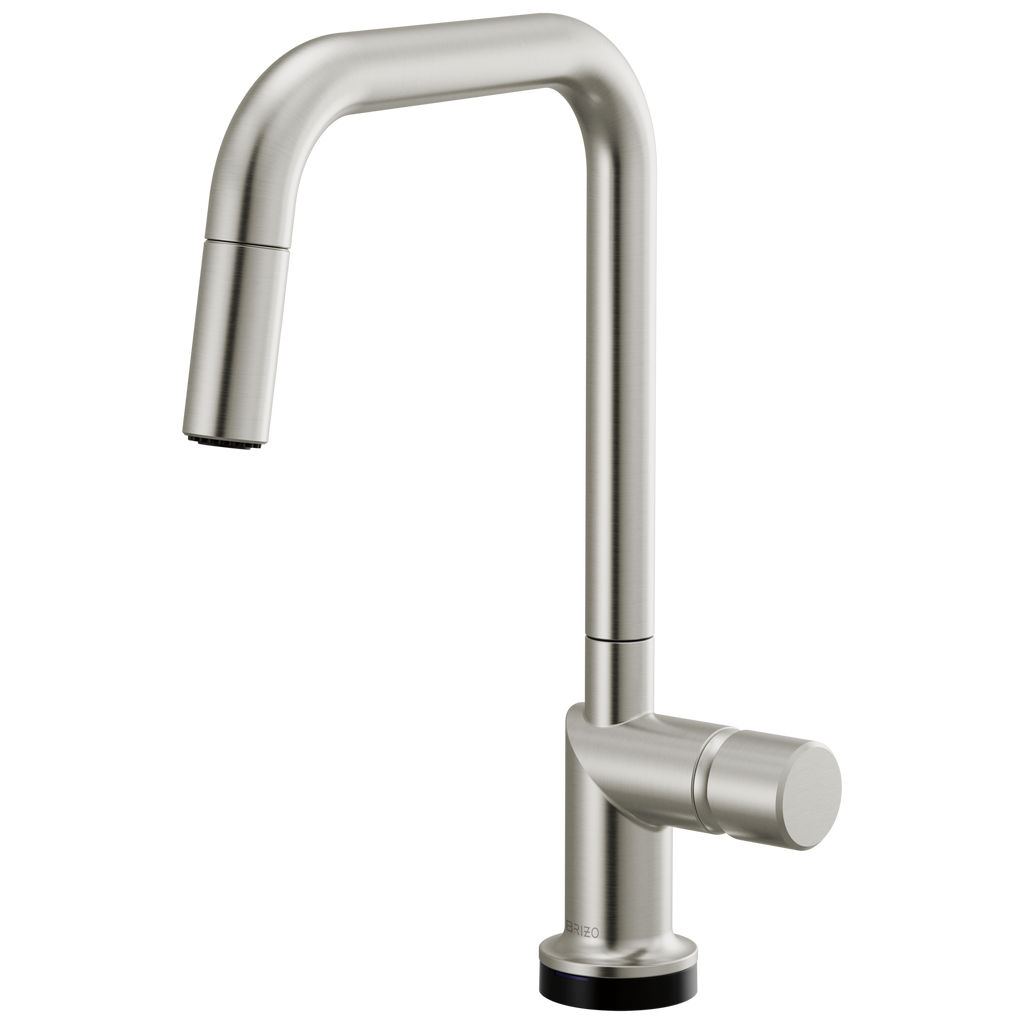 Brizo Odin Mezcladora Extraíble SmartTouch® — Surtidor Cuadrado — Acero Inoxidable — Perilla Metálica