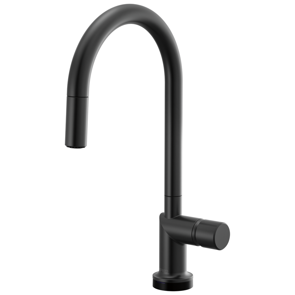 Brizo Odin Mezcladora Extraíble SmartTouch® — Surtidor en Arco — Negro Mate — Perilla Metálica