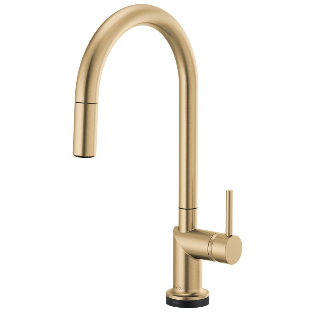 Brizo Odin Mezcladora Extraíble SmartTouch® — Surtidor en Arco — Oro Luxe — Manija Metálica
