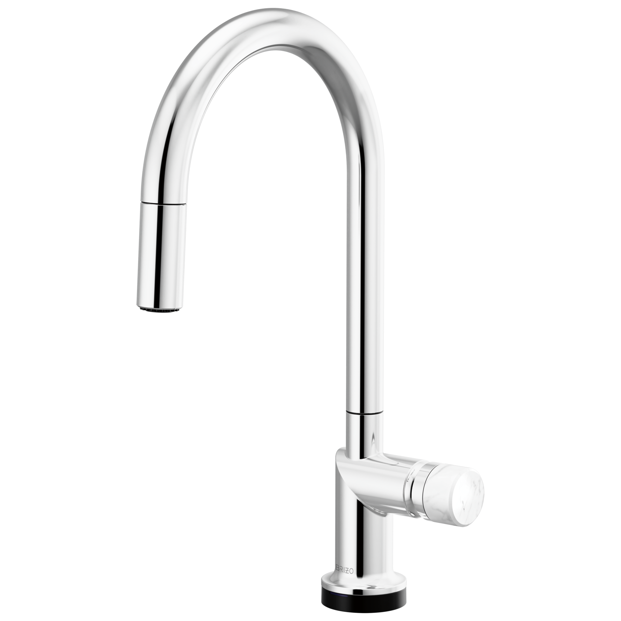 Brizo Odin Mezcladora Extraíble SmartTouch® — Surtidor en Arco — Cromo — Perilla de Mármol Blanco