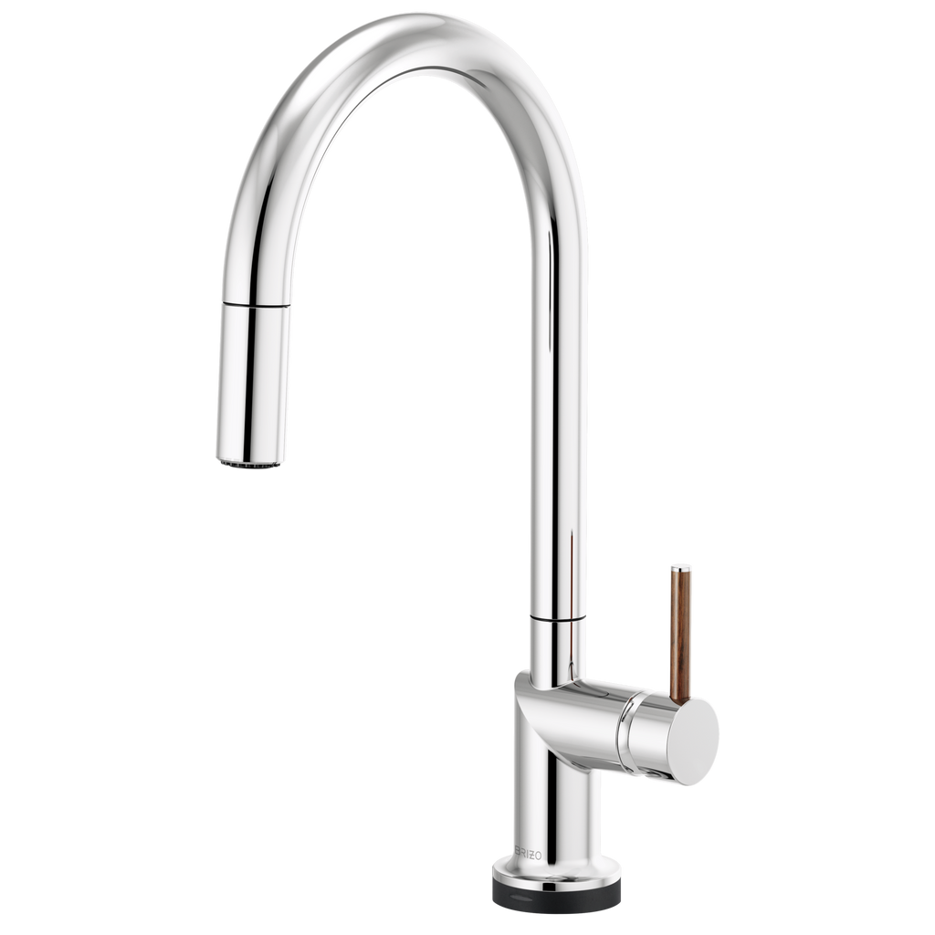 Brizo Odin Mezcladora Extraíble SmartTouch® — Surtidor en Arco — Cromo — Manija de Madera
