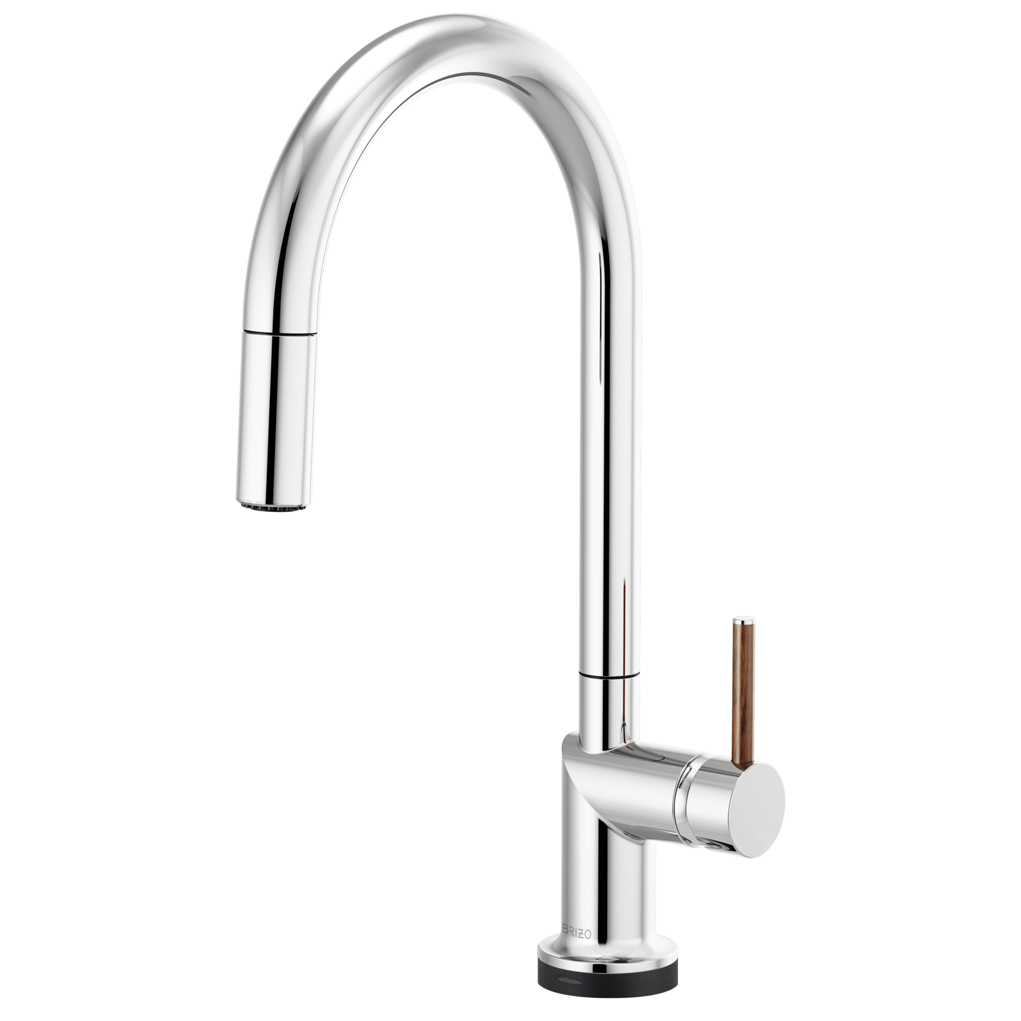 Brizo Odin Mezcladora Extraíble SmartTouch® — Surtidor en Arco — Cromo — Manija de Madera