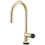Brizo Odin Mezcladora Extraíble SmartTouch® — Surtidor en Arco — Níquel Pulido — Perilla con Cristal Negro