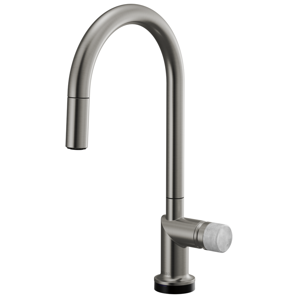 Brizo Odin Mezcladora Extraíble SmartTouch® — Surtidor en Arco — Acero Luxe — Perilla de Concreto