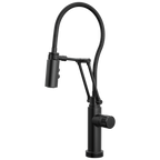 Brizo Odin Mezcladora Articulante SmartTouch® con Manguera Integrada — Negro Mate — Perilla con Cristal Negro