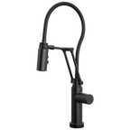 Brizo Odin Mezcladora Articulante SmartTouch® con Manguera Integrada — Negro Mate — Perilla Metálica