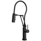 Brizo Odin Mezcladora Articulante SmartTouch® con Manguera Integrada — Negro Mate — Manija de Madera