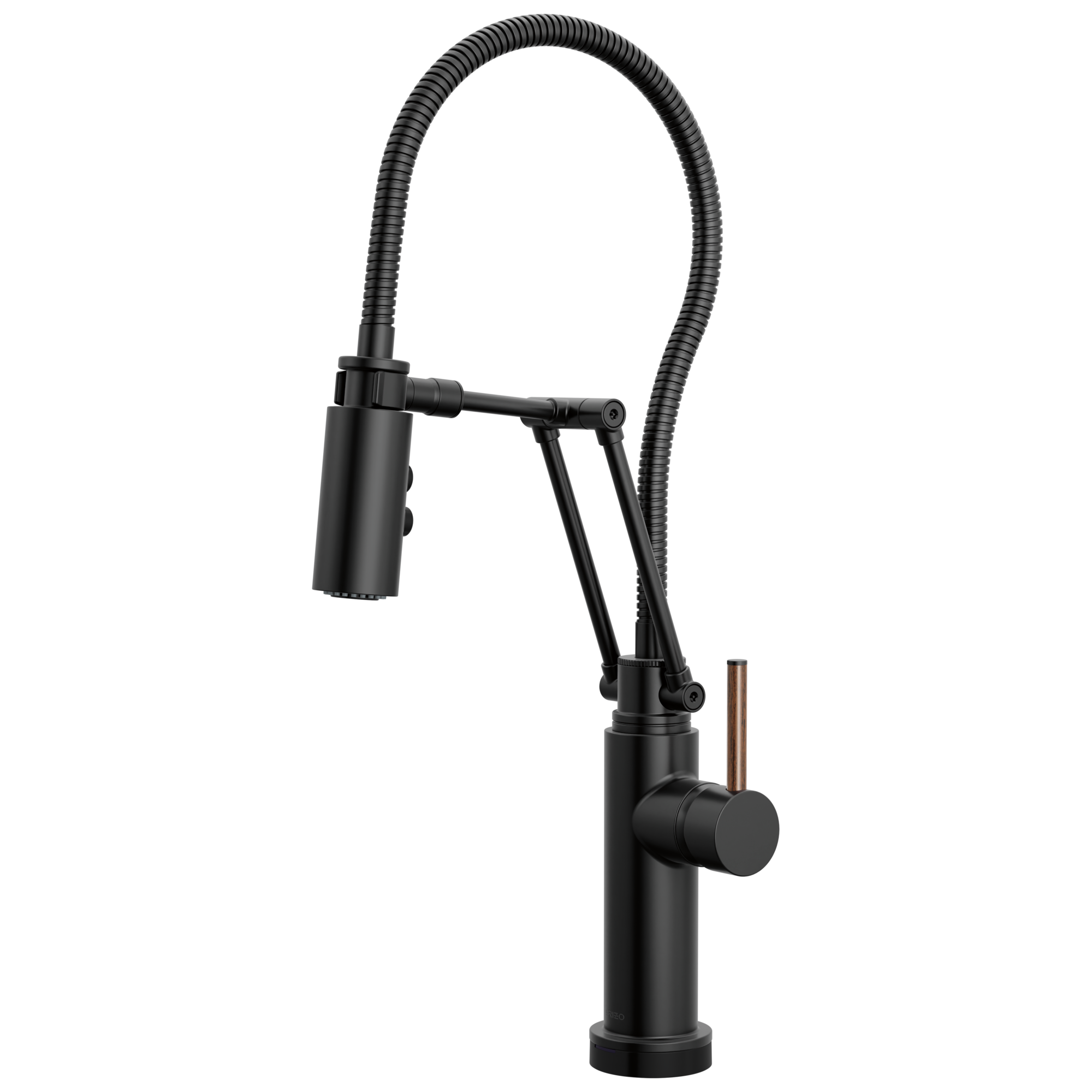 Brizo Odin Mezcladora Articulante SmartTouch® con Manguera Integrada — Negro Mate — Manija de Madera