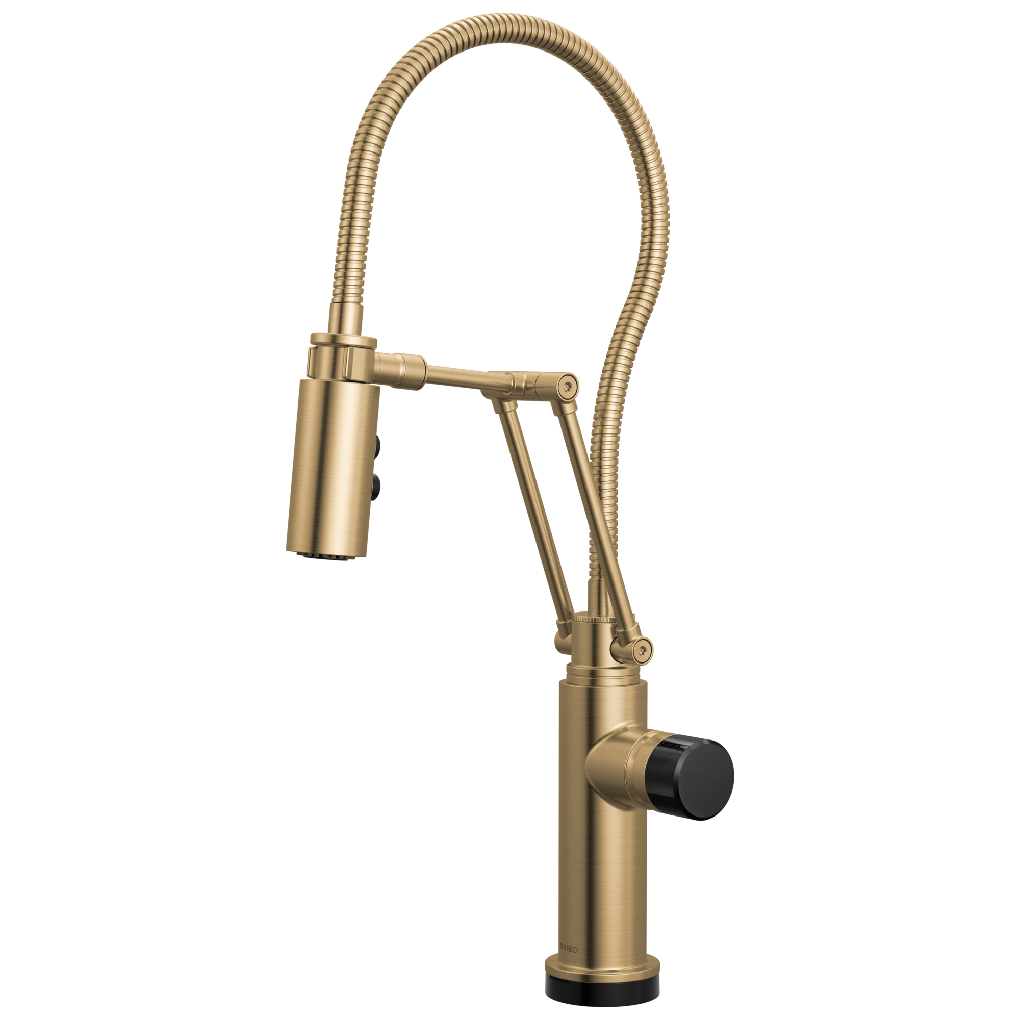 Brizo Odin Mezcladora Articulante SmartTouch® con Manguera Integrada — Oro Luxe — Perilla con Cristal Negro