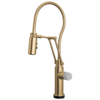 Brizo Odin Mezcladora Articulante SmartTouch® con Manguera Integrada — Oro Luxe — Perilla de Concreto