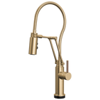 Brizo Odin Mezcladora Articulante SmartTouch® con Manguera Integrada — Oro Luxe — Manija de Madera