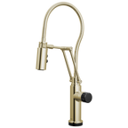 Brizo Odin Mezcladora Articulante SmartTouch® con Manguera Integrada — Níquel Pulido — Perilla con Cristal Negro
