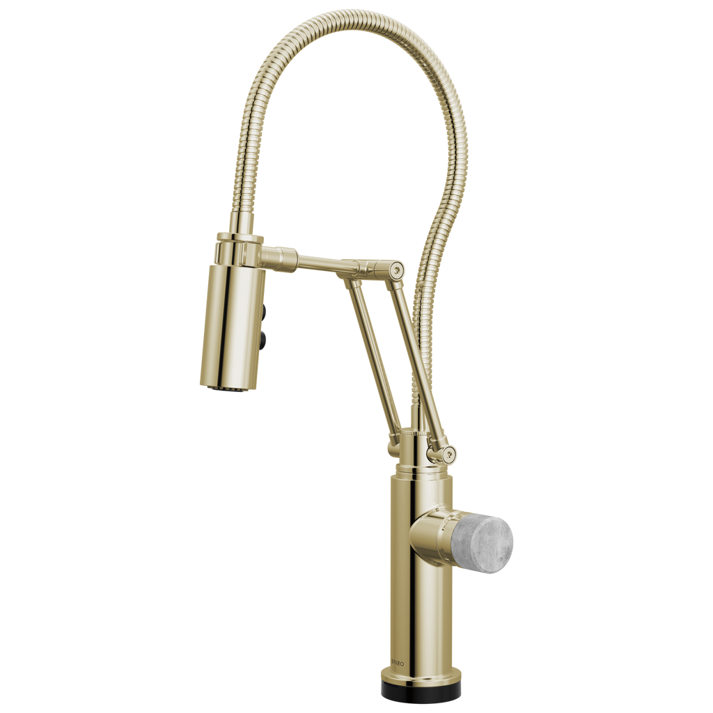 Brizo Odin Mezcladora Articulante SmartTouch® con Manguera Integrada — Níquel Pulido — Perilla de Concreto