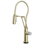 Brizo Odin Mezcladora Articulante SmartTouch® con Manguera Integrada — Níquel Pulido — Perilla de Concreto
