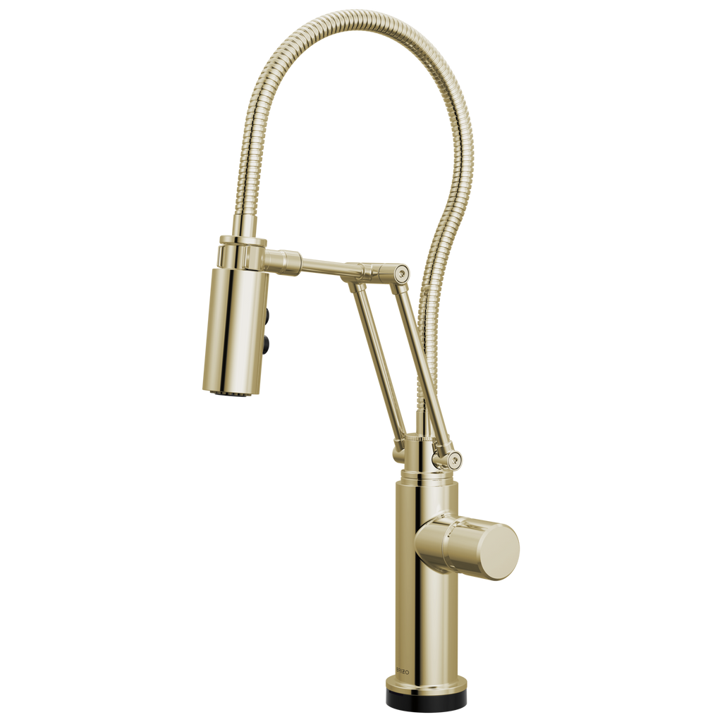 Brizo Odin Mezcladora Articulante SmartTouch® con Manguera Integrada — Níquel Pulido — Perilla Metálica