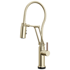Brizo Odin Mezcladora Articulante SmartTouch® con Manguera Integrada — Níquel Pulido — Manija de Madera