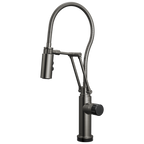Brizo Odin Mezcladora Articulante SmartTouch® con Manguera Integrada — Acero Luxe — Perilla con Cristal Negro