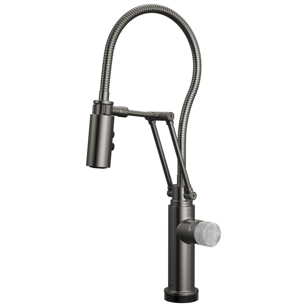 Brizo Odin Mezcladora Articulante SmartTouch® con Manguera Integrada — Acero Luxe — Perilla de Concreto